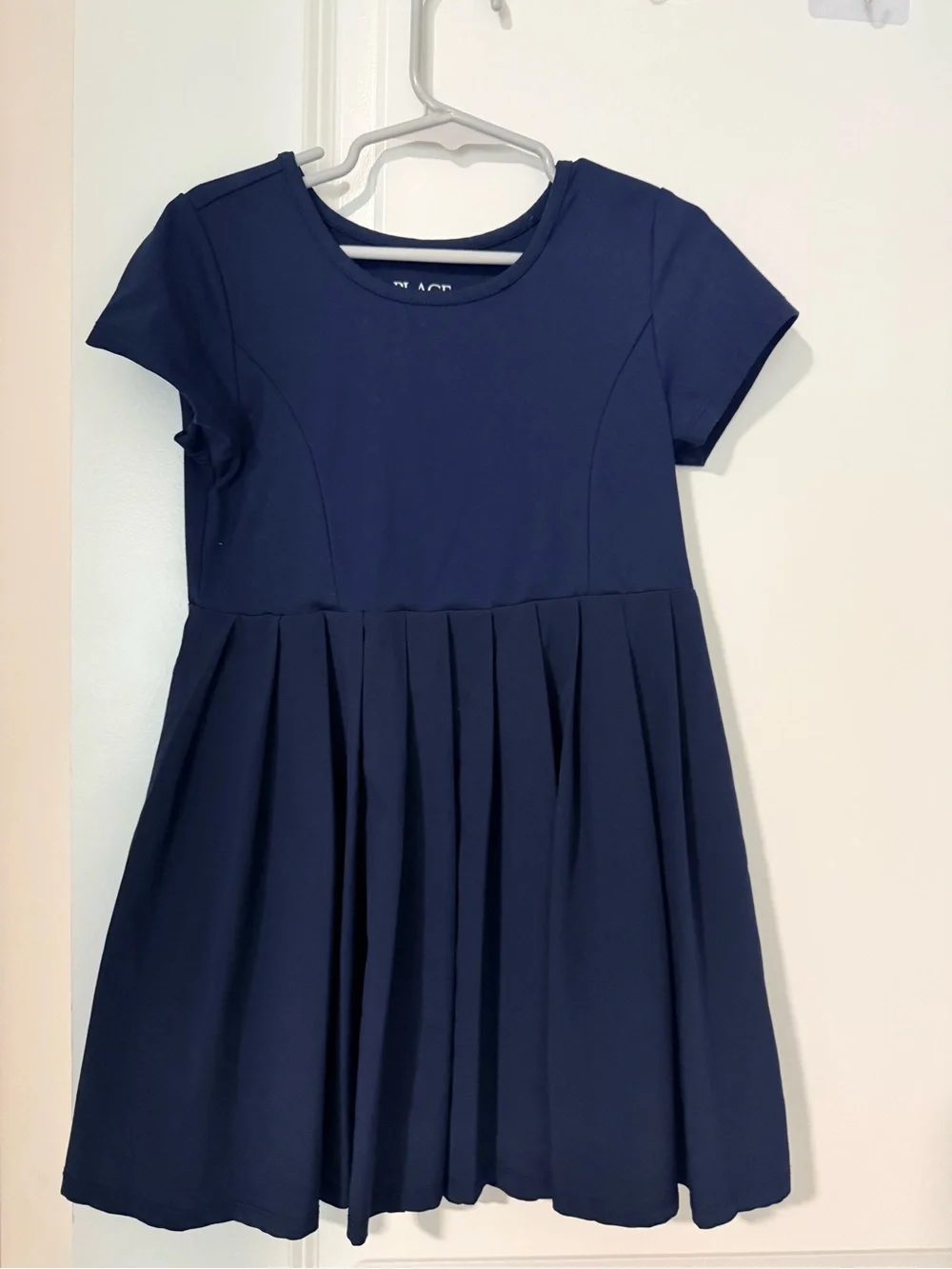 The Childrens Place Girls Navy Short Sleeve Pleated Dress